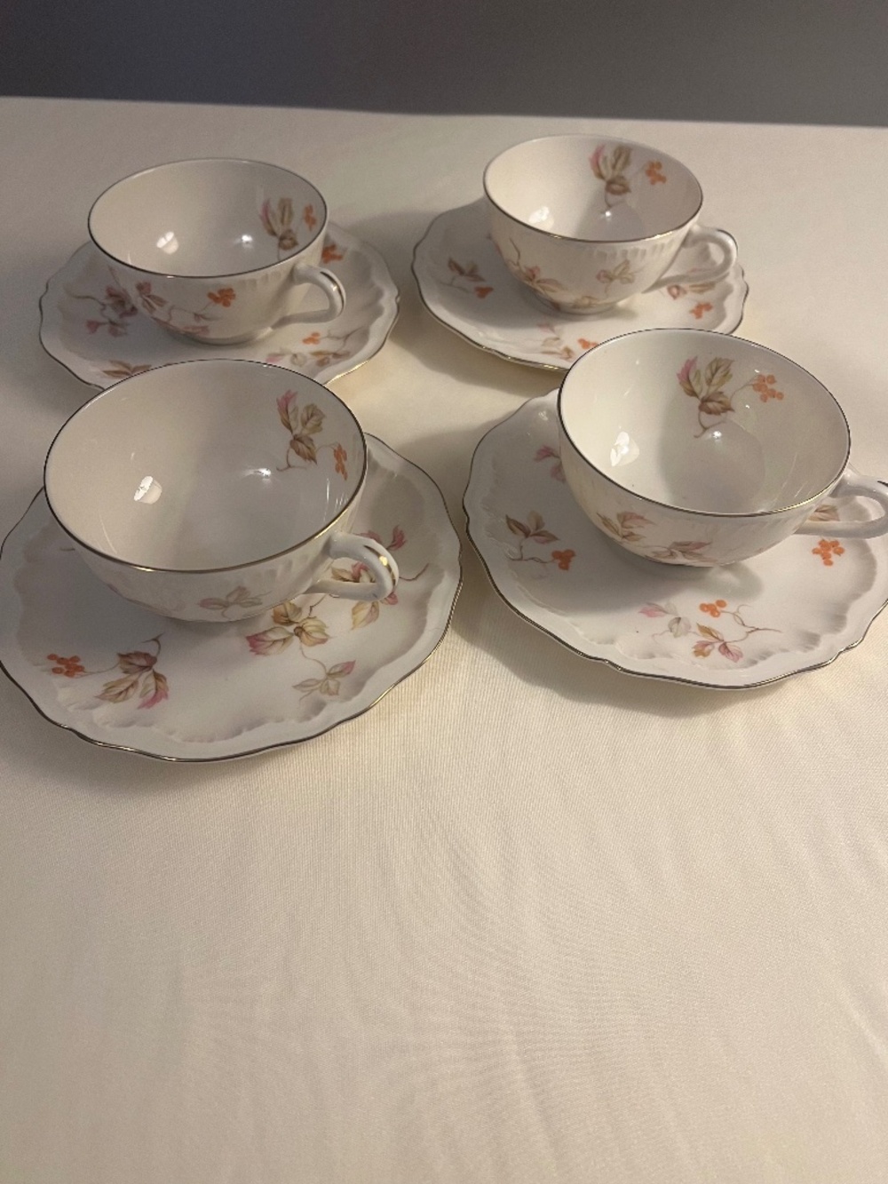 Theodore Haviland Lancaster Teacups and Saucers 4 Sets